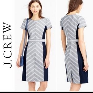 JCrew colorblock Chevron multi blue dress